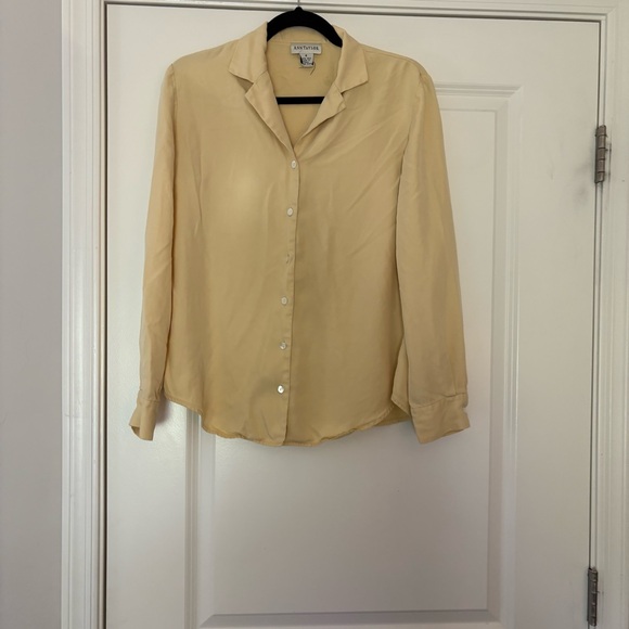 Ann Taylor Tops - Vintage Ann Taylor Women’s Butter Yellow Silk Button Down Shirt